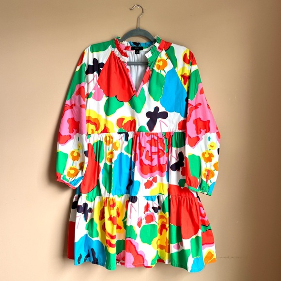 J.Crew Tiered popover Dress in Ratti® Jardin Floral Size Small - Picture 4 of 10